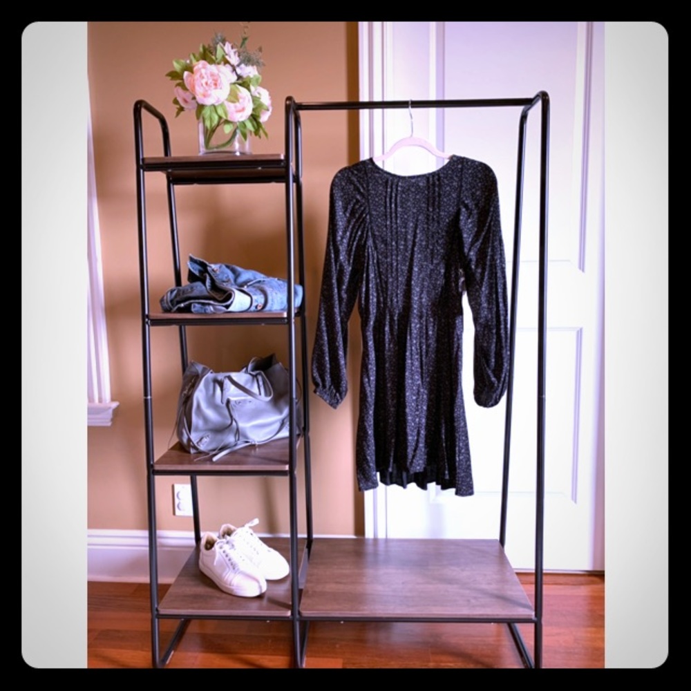 Hinge Black Long Sleeve Peasant Dress, S, NWT